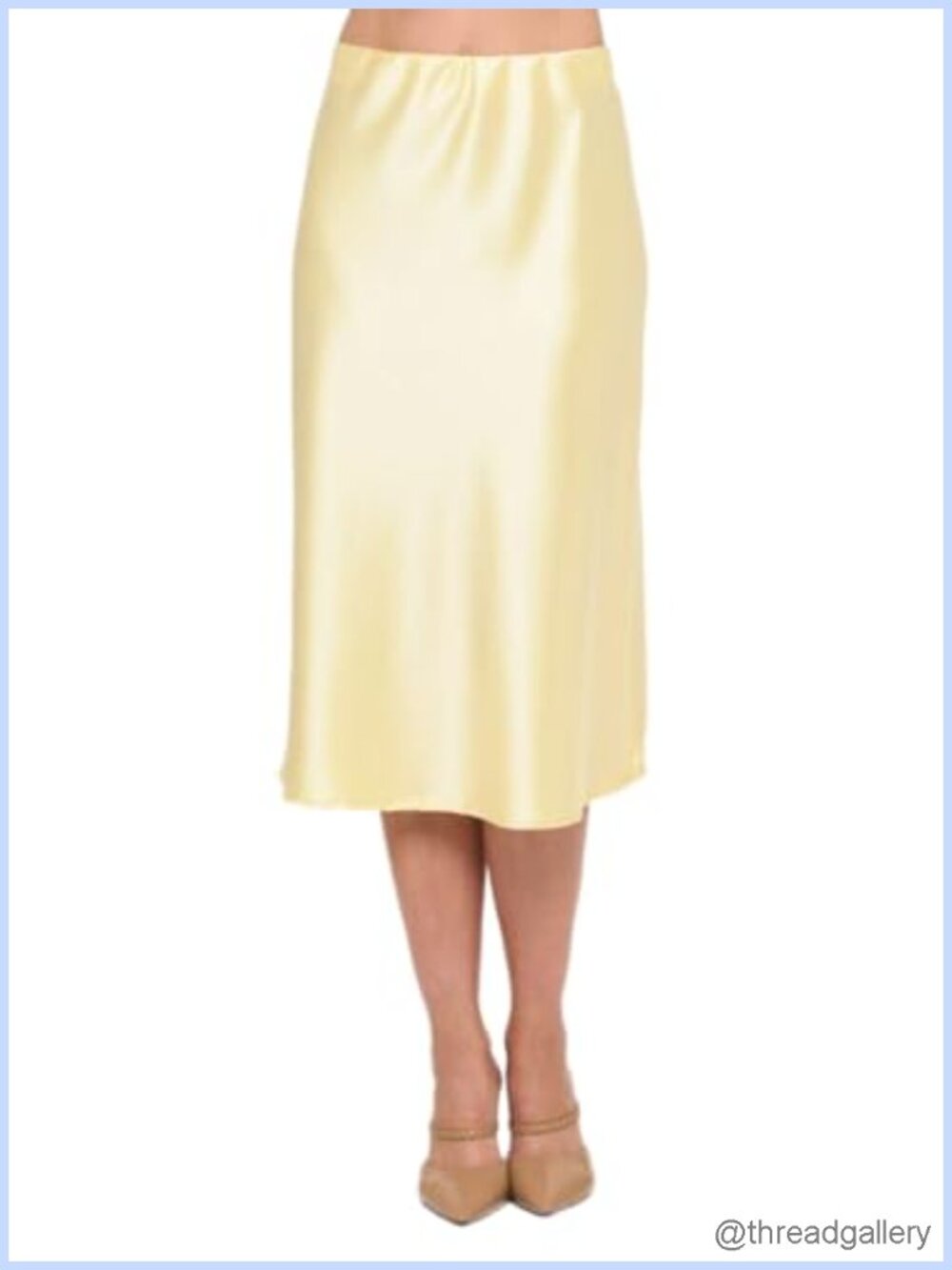 Women's High Waist A-Line Elastic Satin Midi Skirt Plus Size Made in USA